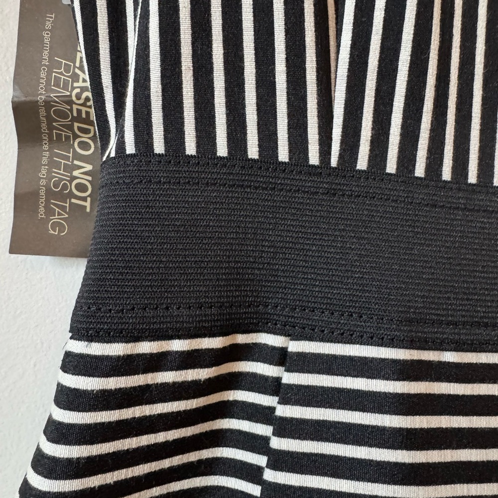 Eva mendes Striped Black White Classic Vintage Sleeveless A-line Dress 10 NWT - Picture 7 of 8